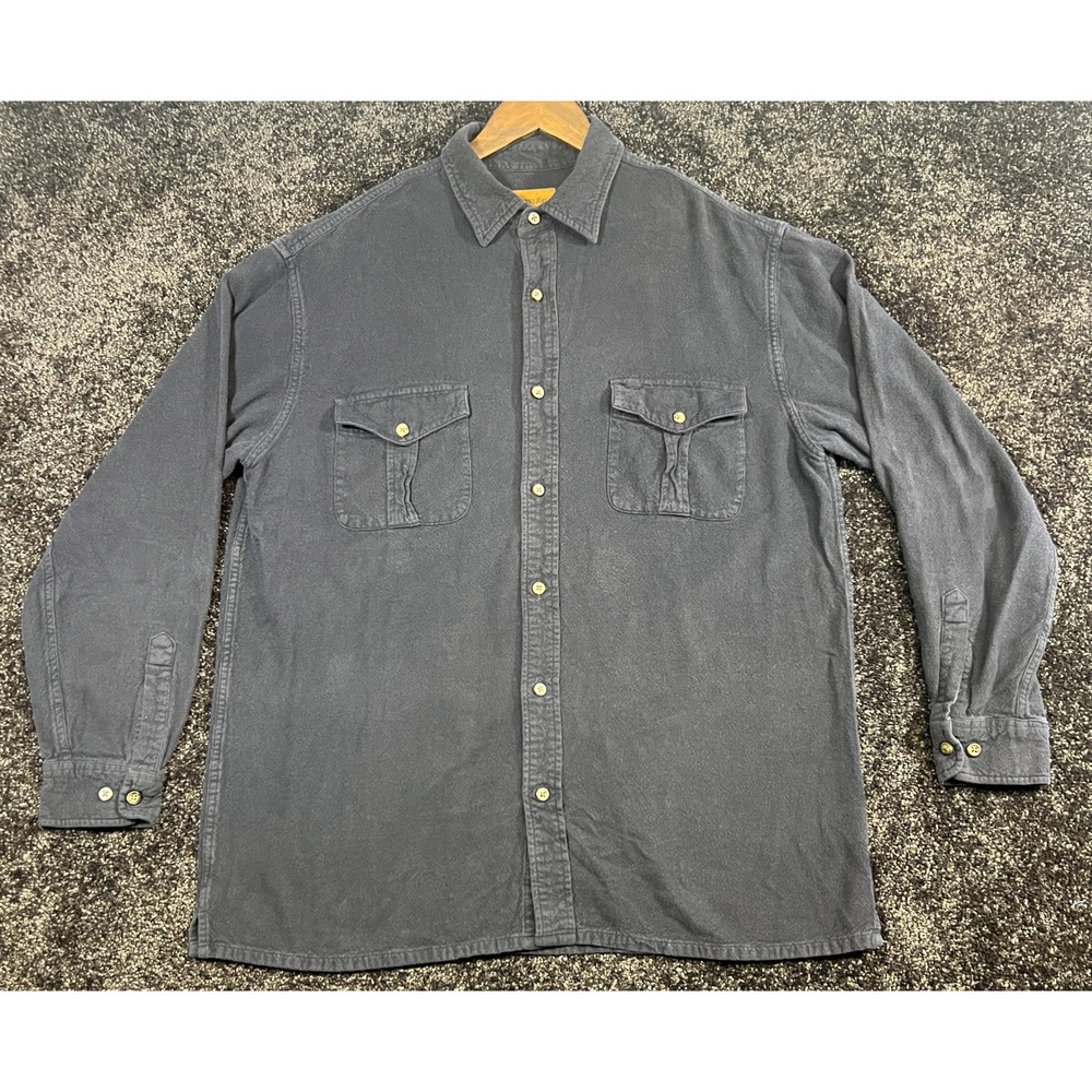 St. John's Bay Mens Gray Cotton Button Front Long Sleeve Flannel Shirt